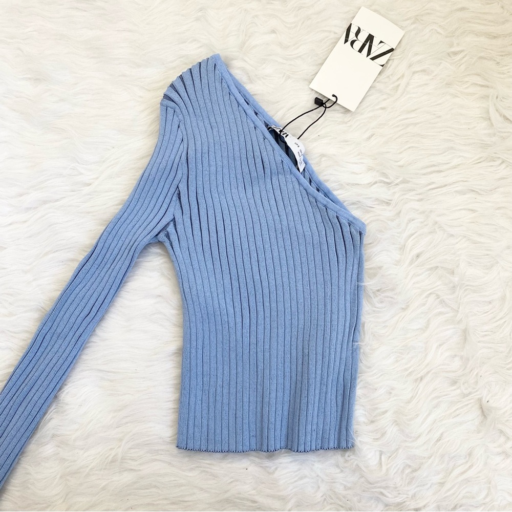 ZARA Blue Ribbed 2 Piece Skirt Set - Picture 2 of 3